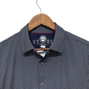 FLAG & ANTHEM Shirt Mens Small Gray Geometric MadeFlex Wicking Stretch Button Up